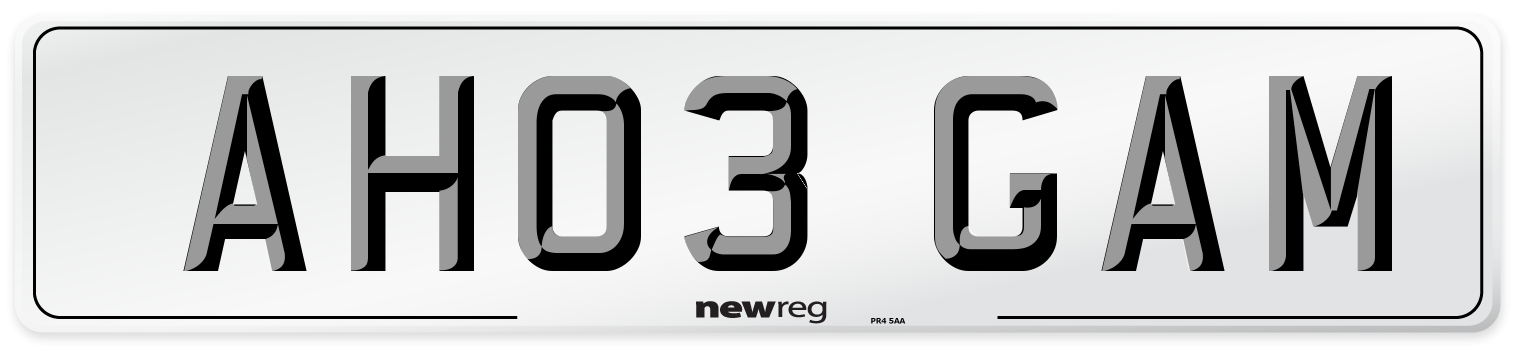 AH03 GAM Number Plate from New Reg